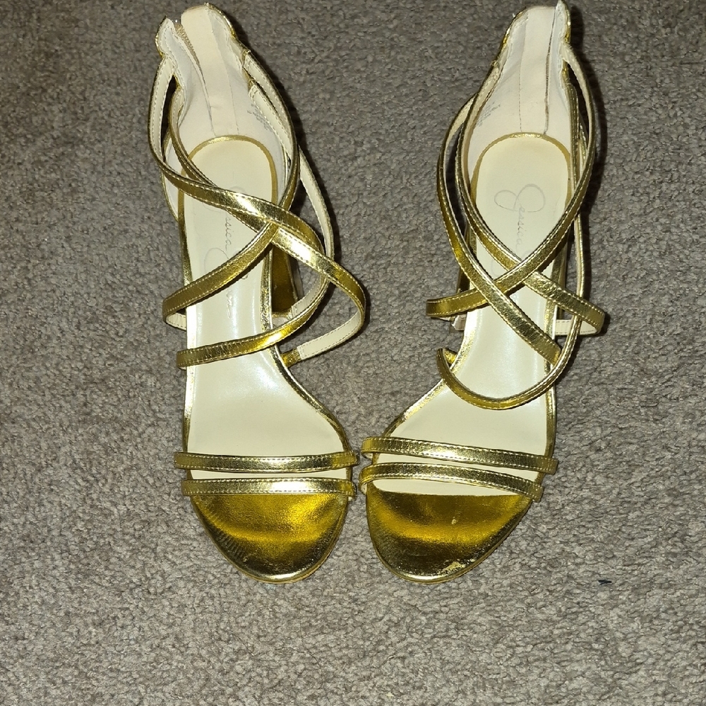 Elegant Gold Strappy Heels
